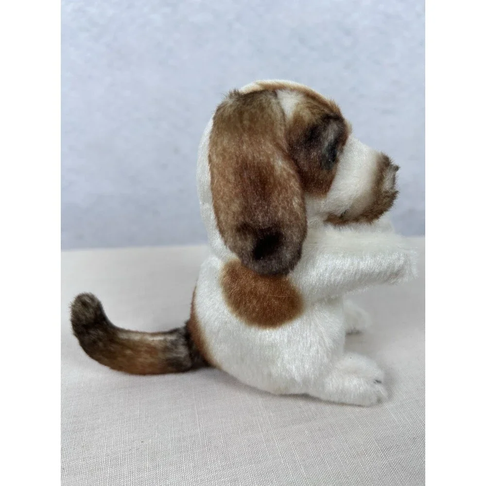 Folkmanis Mini Dog Finger Puppet Plush Realistic Brown Ears White Body 4.5”